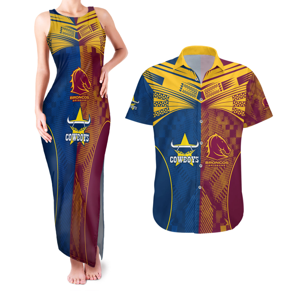 nrl-cowboys-and-broncos-couples-matching-tank-maxi-dress-and-hawaiian-shirt-sporty-style