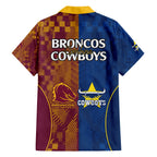 nrl-cowboys-and-broncos-family-matching-long-sleeve-bodycon-dress-and-hawaiian-shirt-sporty-style