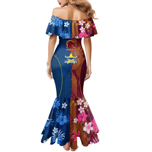 nrl-cowboys-and-broncos-family-matching-mermaid-dress-and-hawaiian-shirt-sporty-style