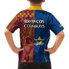 nrl-cowboys-and-broncos-family-matching-off-shoulder-long-sleeve-dress-and-hawaiian-shirt-sporty-style