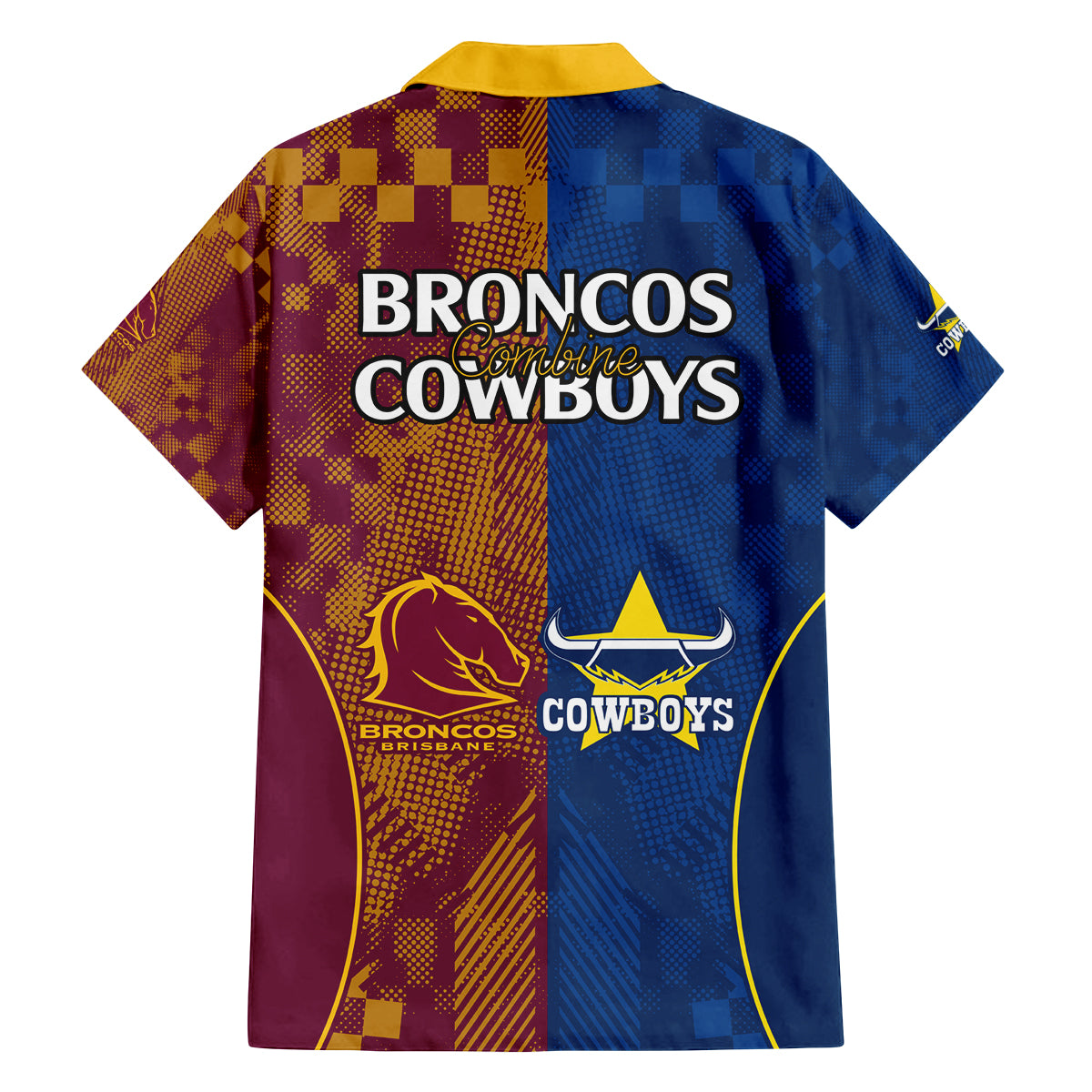 nrl-cowboys-and-broncos-family-matching-off-shoulder-long-sleeve-dress-and-hawaiian-shirt-sporty-style