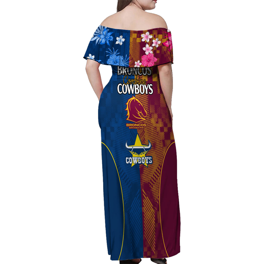 nrl-cowboys-and-broncos-family-matching-off-shoulder-maxi-dress-and-hawaiian-shirt-sporty-style