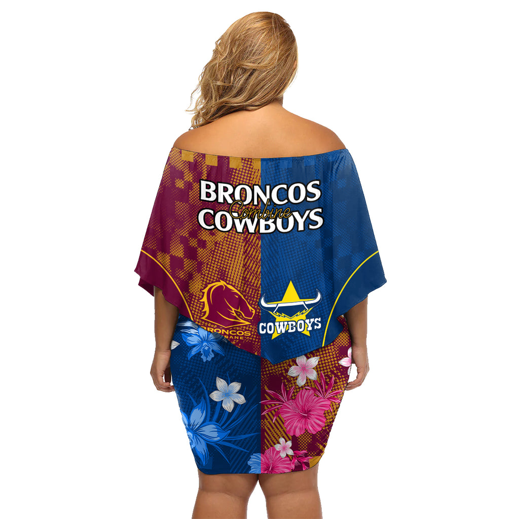 nrl-cowboys-and-broncos-family-matching-off-shoulder-short-dress-and-hawaiian-shirt-sporty-style