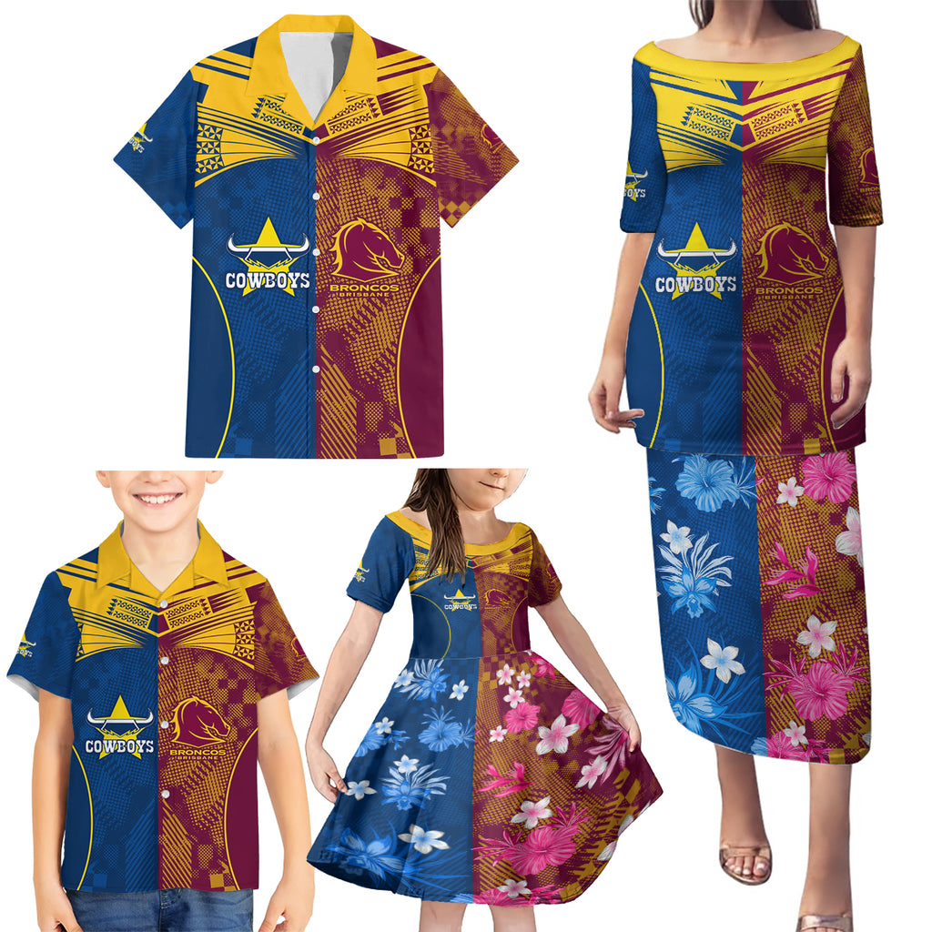 nrl-cowboys-and-broncos-family-matching-puletasi-dress-and-hawaiian-shirt-sporty-style