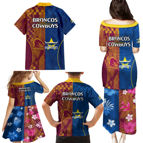nrl-cowboys-and-broncos-family-matching-puletasi-dress-and-hawaiian-shirt-sporty-style