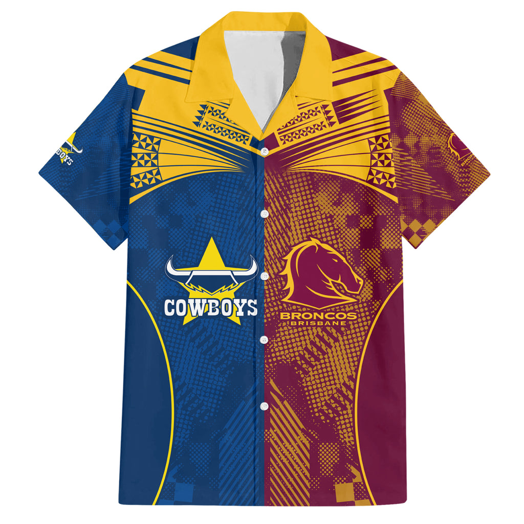 nrl-cowboys-and-broncos-family-matching-short-sleeve-bodycon-dress-and-hawaiian-shirt-sporty-style