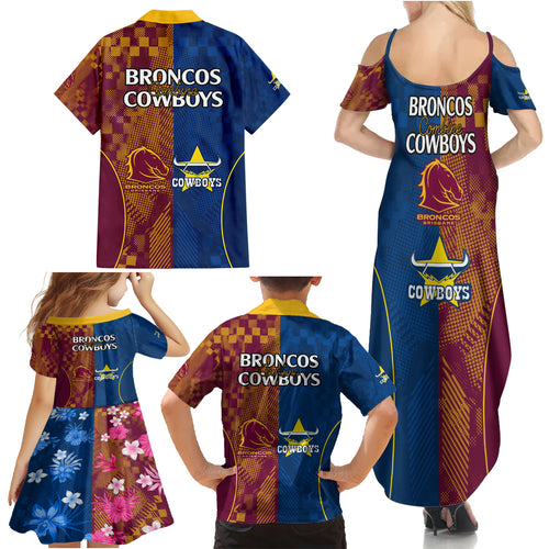 nrl-cowboys-and-broncos-family-matching-summer-maxi-dress-and-hawaiian-shirt-sporty-style