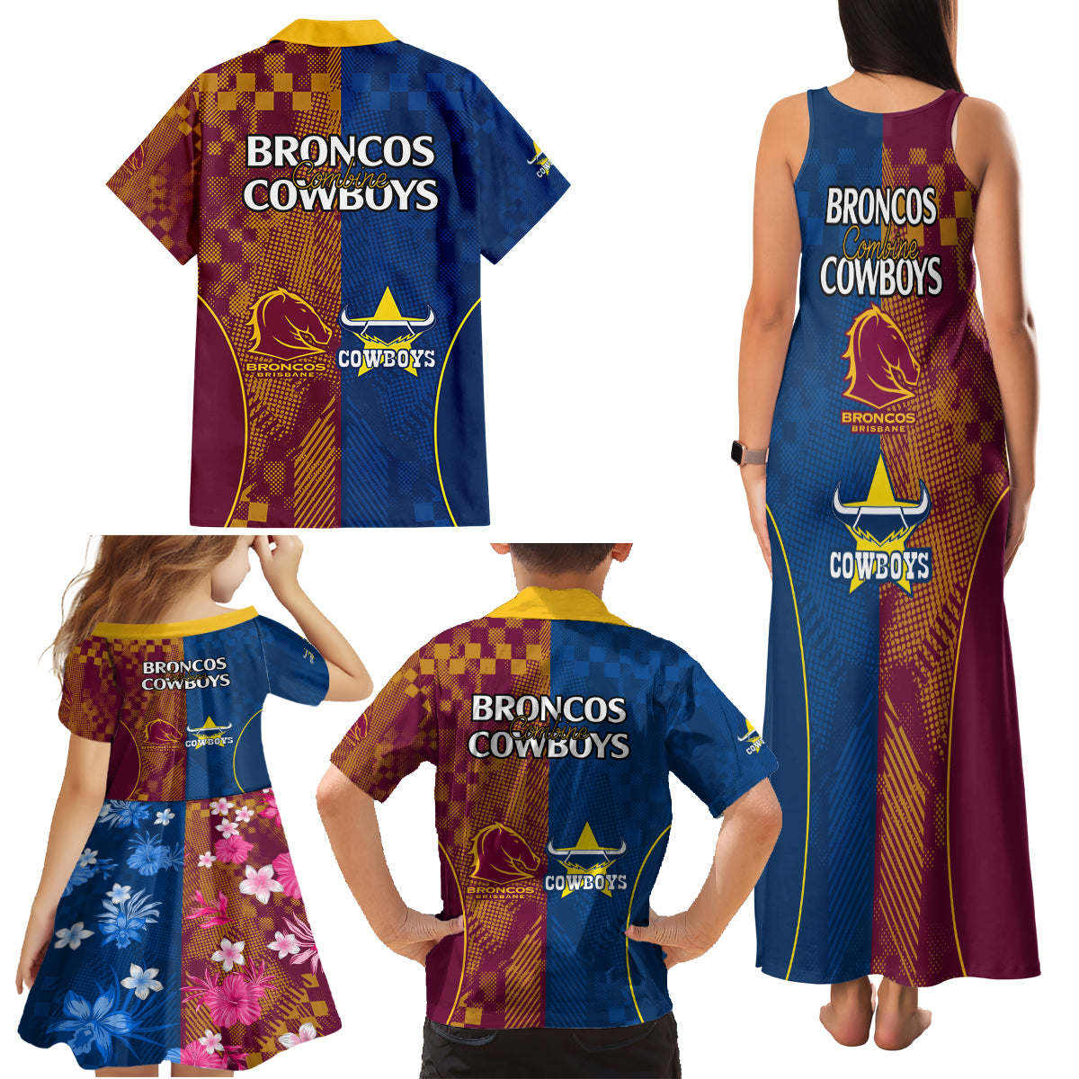 nrl-cowboys-and-broncos-family-matching-tank-maxi-dress-and-hawaiian-shirt-sporty-style