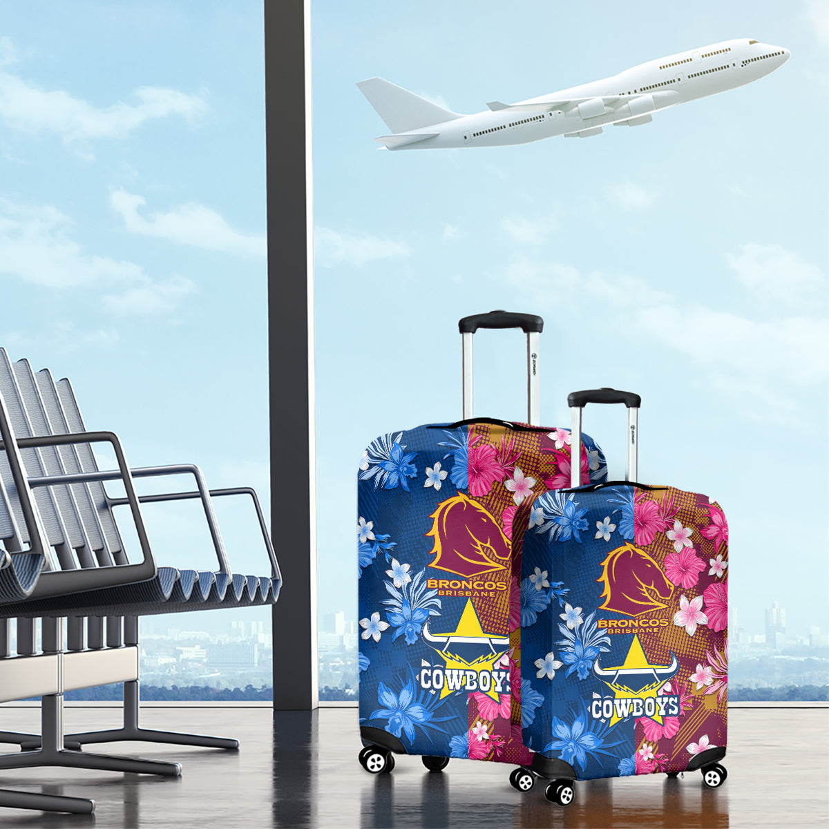 nrl-cowboys-and-broncos-luggage-cover-sporty-style
