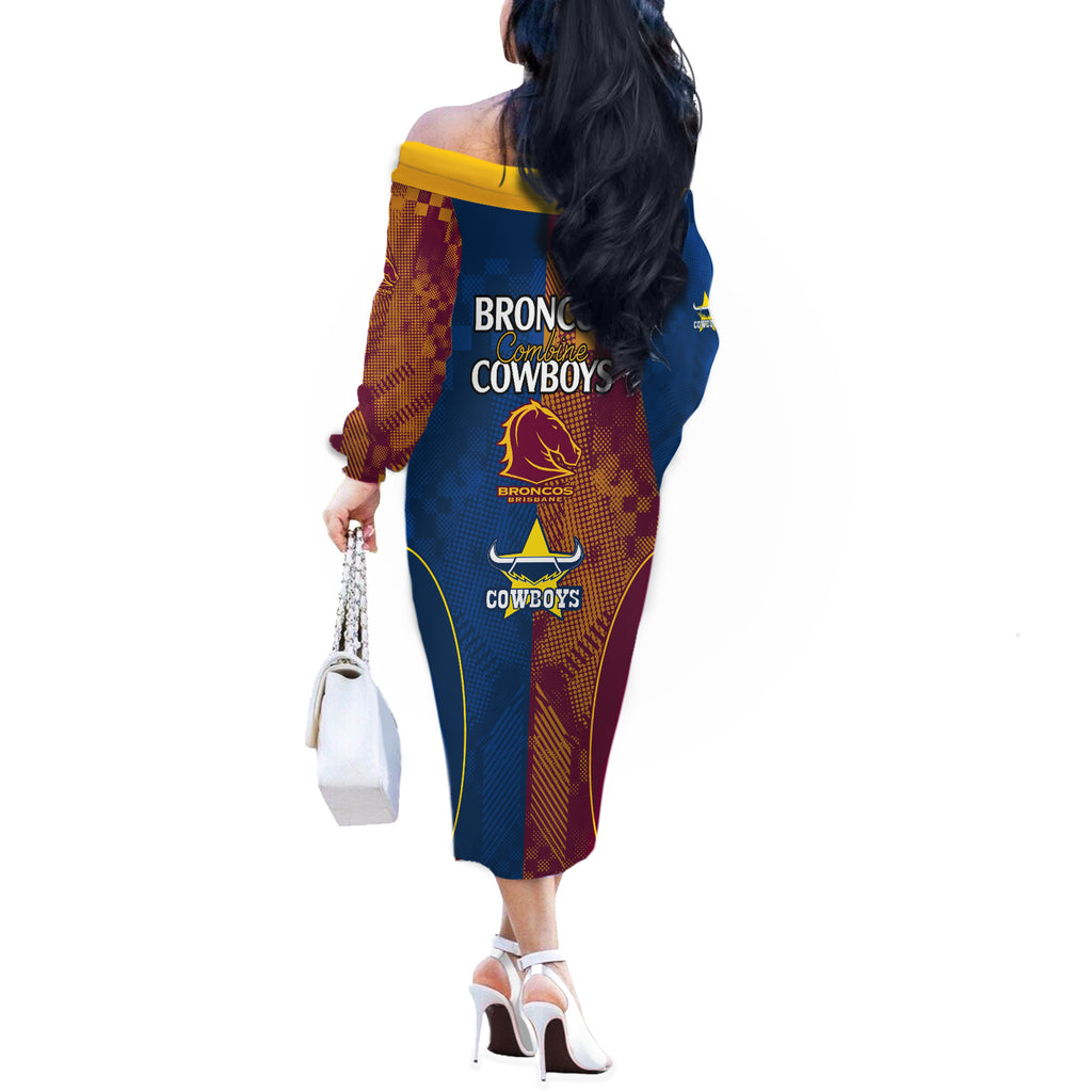 nrl-cowboys-and-broncos-off-the-shoulder-long-sleeve-dress-sporty-style