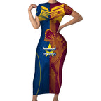 nrl-cowboys-and-broncos-short-sleeve-bodycon-dress-sporty-style