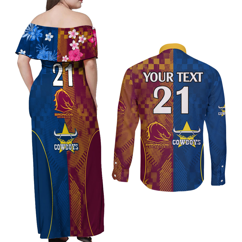custom-nrl-cowboys-and-broncos-couples-matching-off-shoulder-maxi-dress-and-long-sleeve-button-shirts-sporty-style