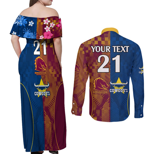 custom-nrl-cowboys-and-broncos-couples-matching-off-shoulder-maxi-dress-and-long-sleeve-button-shirts-sporty-style
