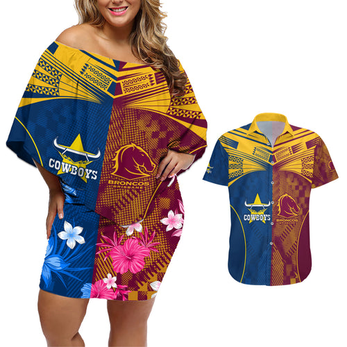 custom-nrl-cowboys-and-broncos-couples-matching-off-shoulder-short-dress-and-hawaiian-shirt-sporty-style