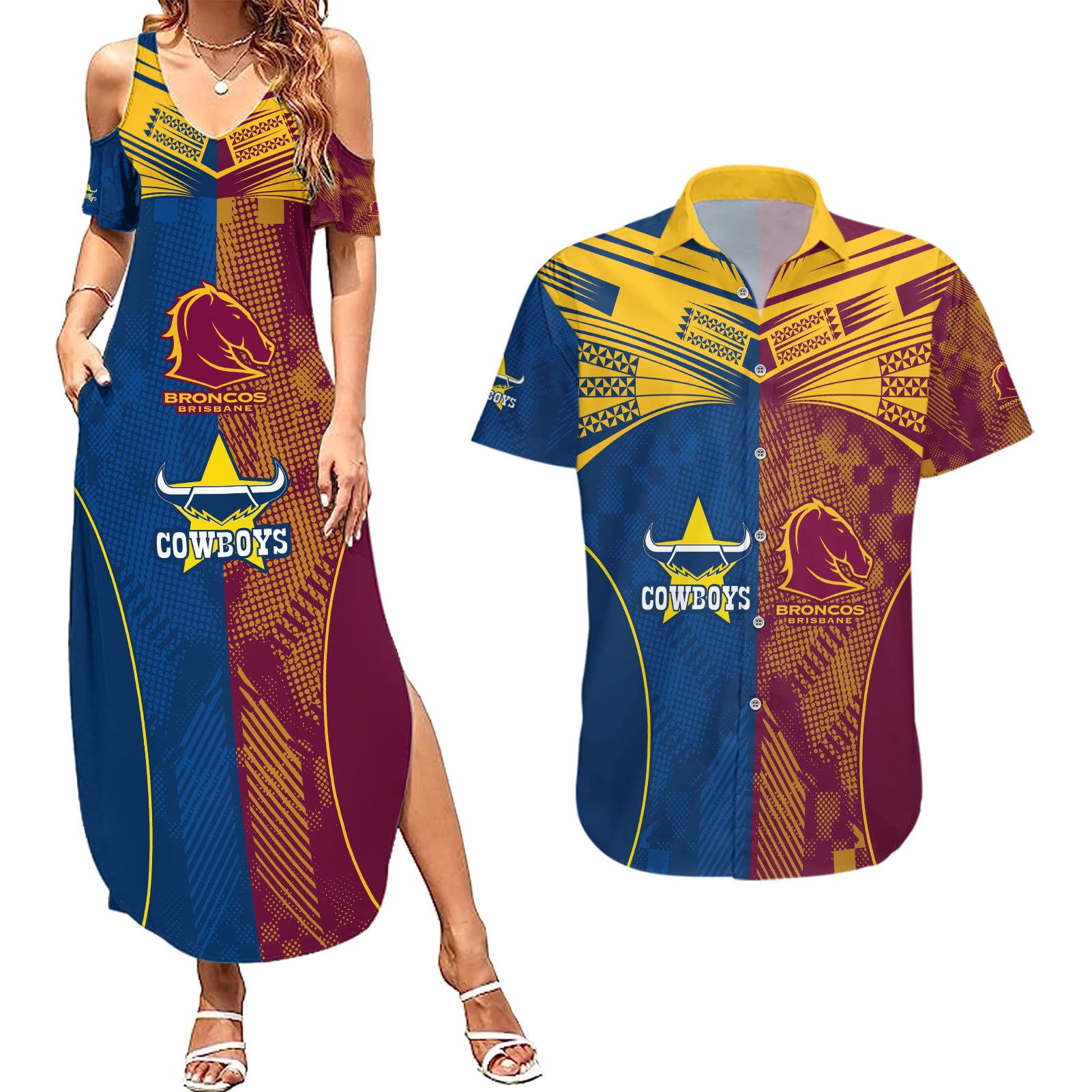 custom-nrl-cowboys-and-broncos-couples-matching-summer-maxi-dress-and-hawaiian-shirt-sporty-style