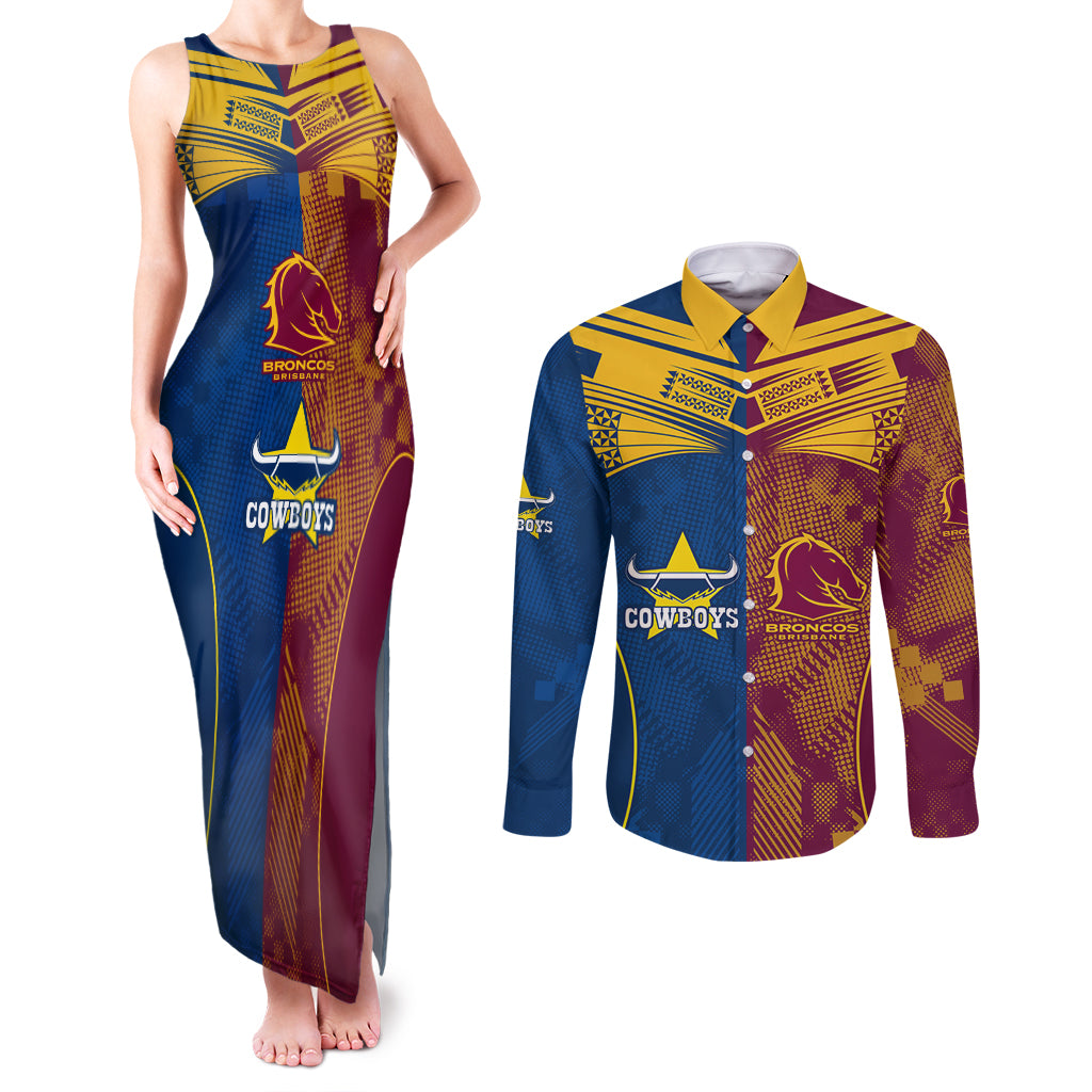 custom-nrl-cowboys-and-broncos-couples-matching-tank-maxi-dress-and-long-sleeve-button-shirts-sporty-style