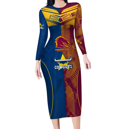 custom-nrl-cowboys-and-broncos-family-matching-long-sleeve-bodycon-dress-and-hawaiian-shirt-sporty-style