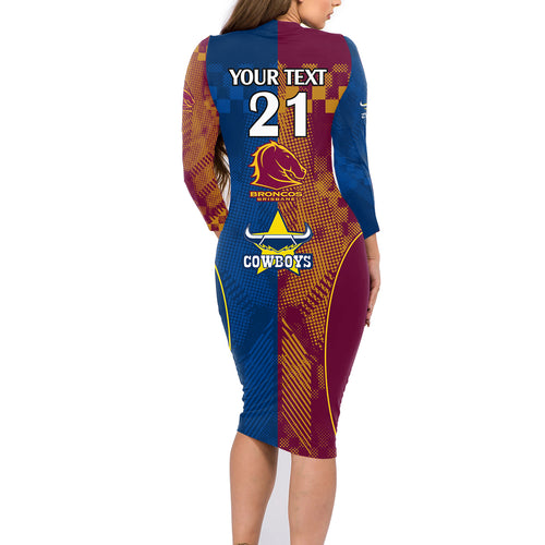 custom-nrl-cowboys-and-broncos-family-matching-long-sleeve-bodycon-dress-and-hawaiian-shirt-sporty-style