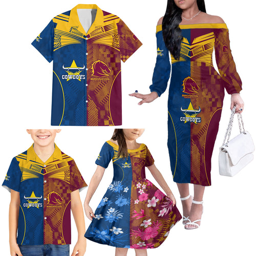 custom-nrl-cowboys-and-broncos-family-matching-off-shoulder-long-sleeve-dress-and-hawaiian-shirt-sporty-style