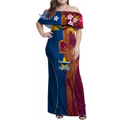 custom-nrl-cowboys-and-broncos-family-matching-off-shoulder-maxi-dress-and-hawaiian-shirt-sporty-style