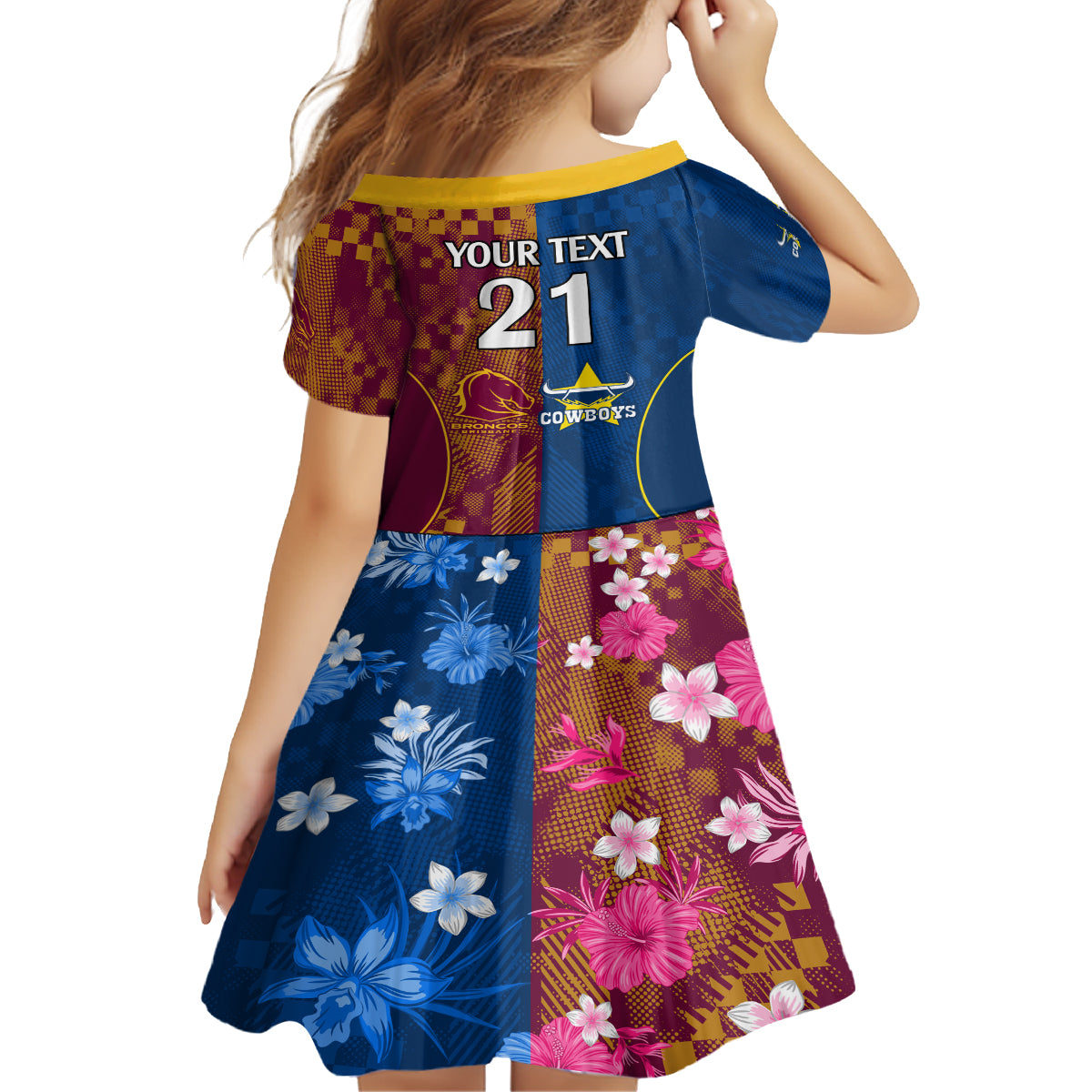 custom-nrl-cowboys-and-broncos-family-matching-off-shoulder-short-dress-and-hawaiian-shirt-sporty-style
