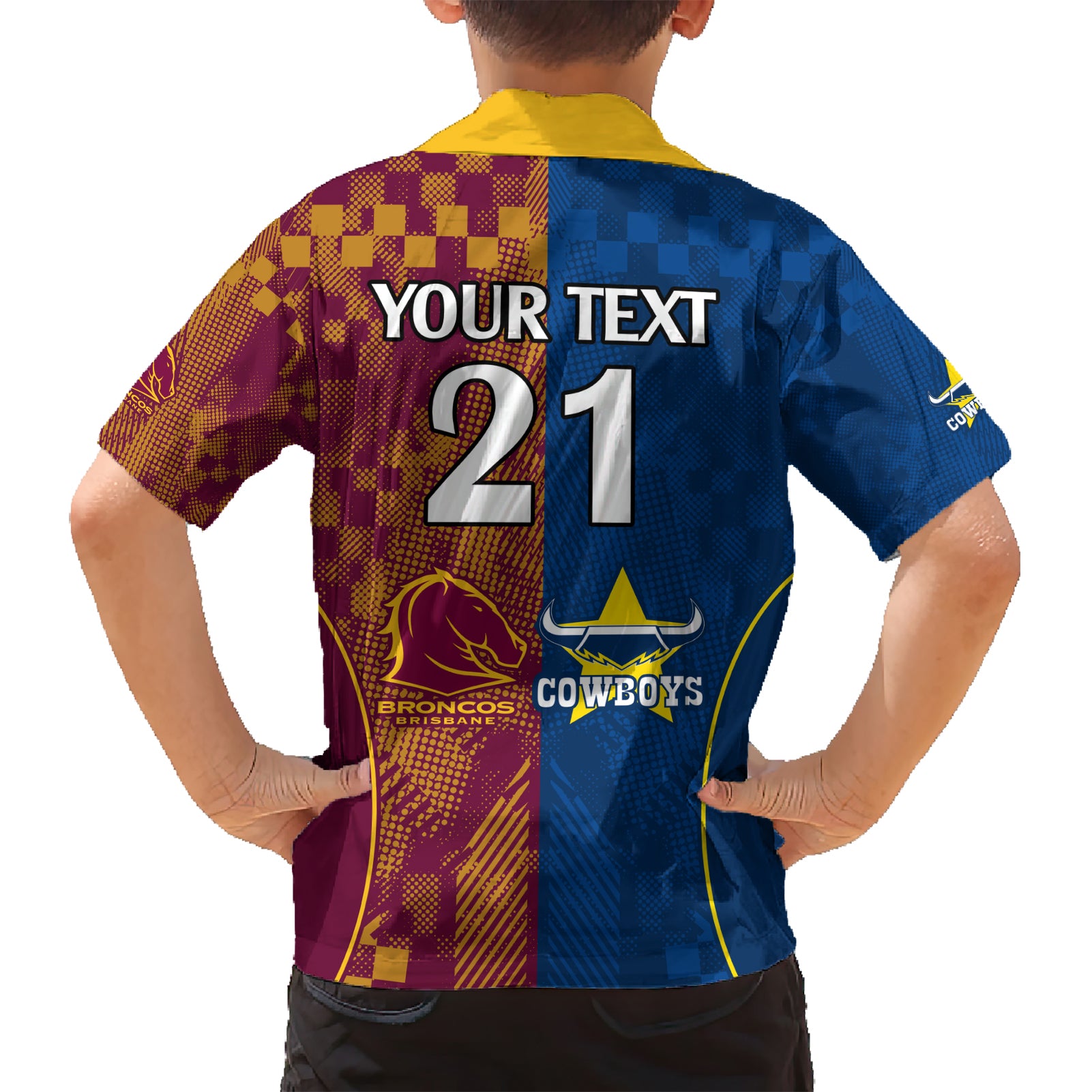 custom-nrl-cowboys-and-broncos-family-matching-short-sleeve-bodycon-dress-and-hawaiian-shirt-sporty-style
