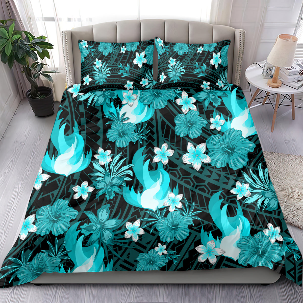 australian-heat-cricket-bedding-set-baeuty-pacific-hibiscus-and-polynesian-pattern