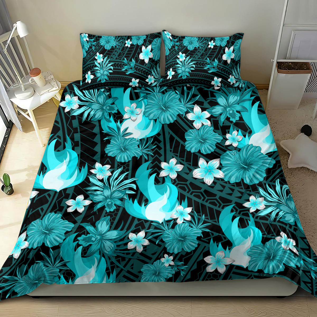 australian-heat-cricket-bedding-set-baeuty-pacific-hibiscus-and-polynesian-pattern