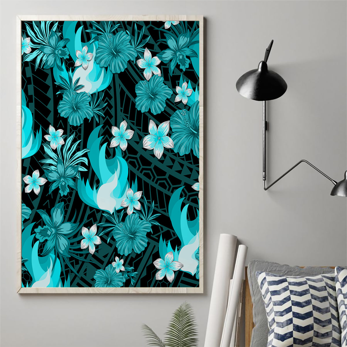 australian-heat-cricket-canvas-wall-art-baeuty-pacific-hibiscus-and-polynesian-pattern