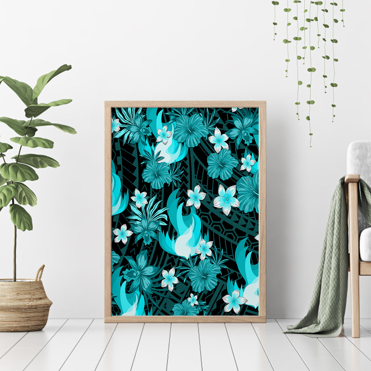 australian-heat-cricket-canvas-wall-art-baeuty-pacific-hibiscus-and-polynesian-pattern