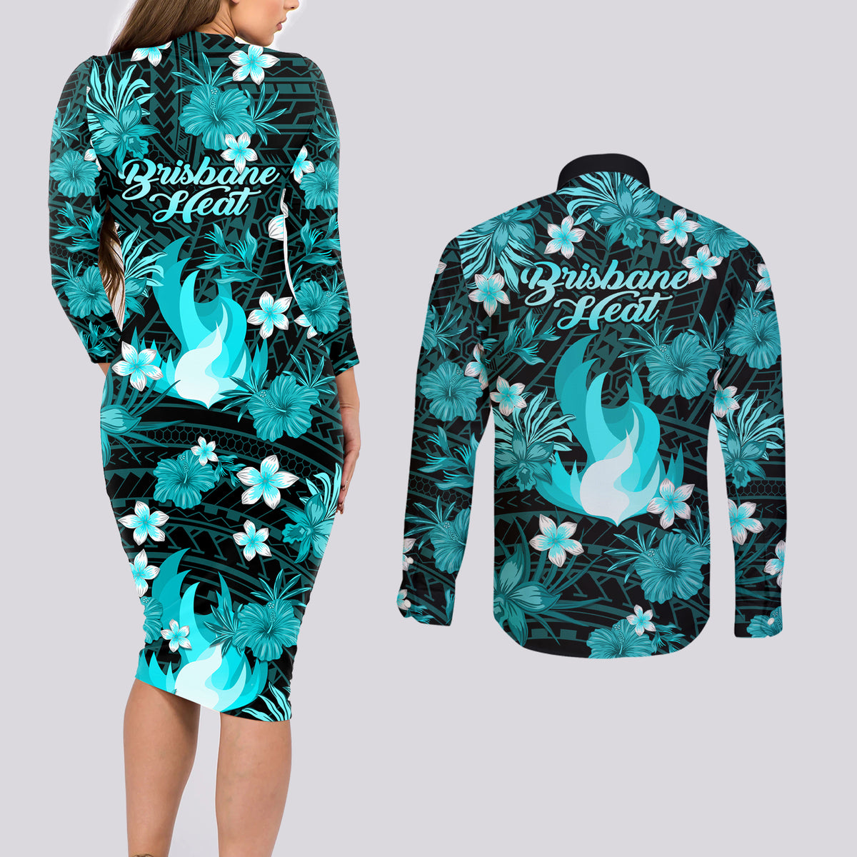 australian-heat-cricket-couples-matching-long-sleeve-bodycon-dress-and-long-sleeve-button-shirts-baeuty-pacific-hibiscus-and-polynesian-pattern