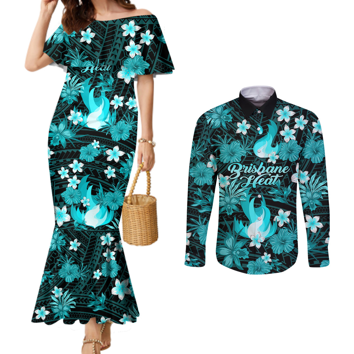 australian-heat-cricket-couples-matching-mermaid-dress-and-long-sleeve-button-shirts-baeuty-pacific-hibiscus-and-polynesian-pattern