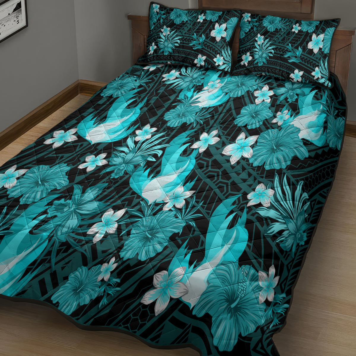 australian-heat-cricket-quilt-bed-set-baeuty-pacific-hibiscus-and-polynesian-pattern