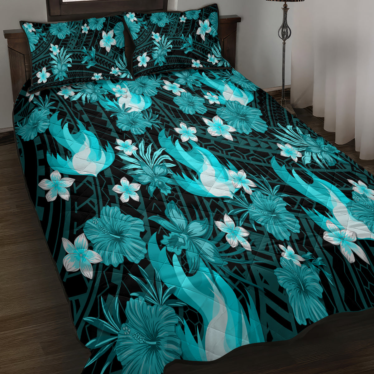 australian-heat-cricket-quilt-bed-set-baeuty-pacific-hibiscus-and-polynesian-pattern