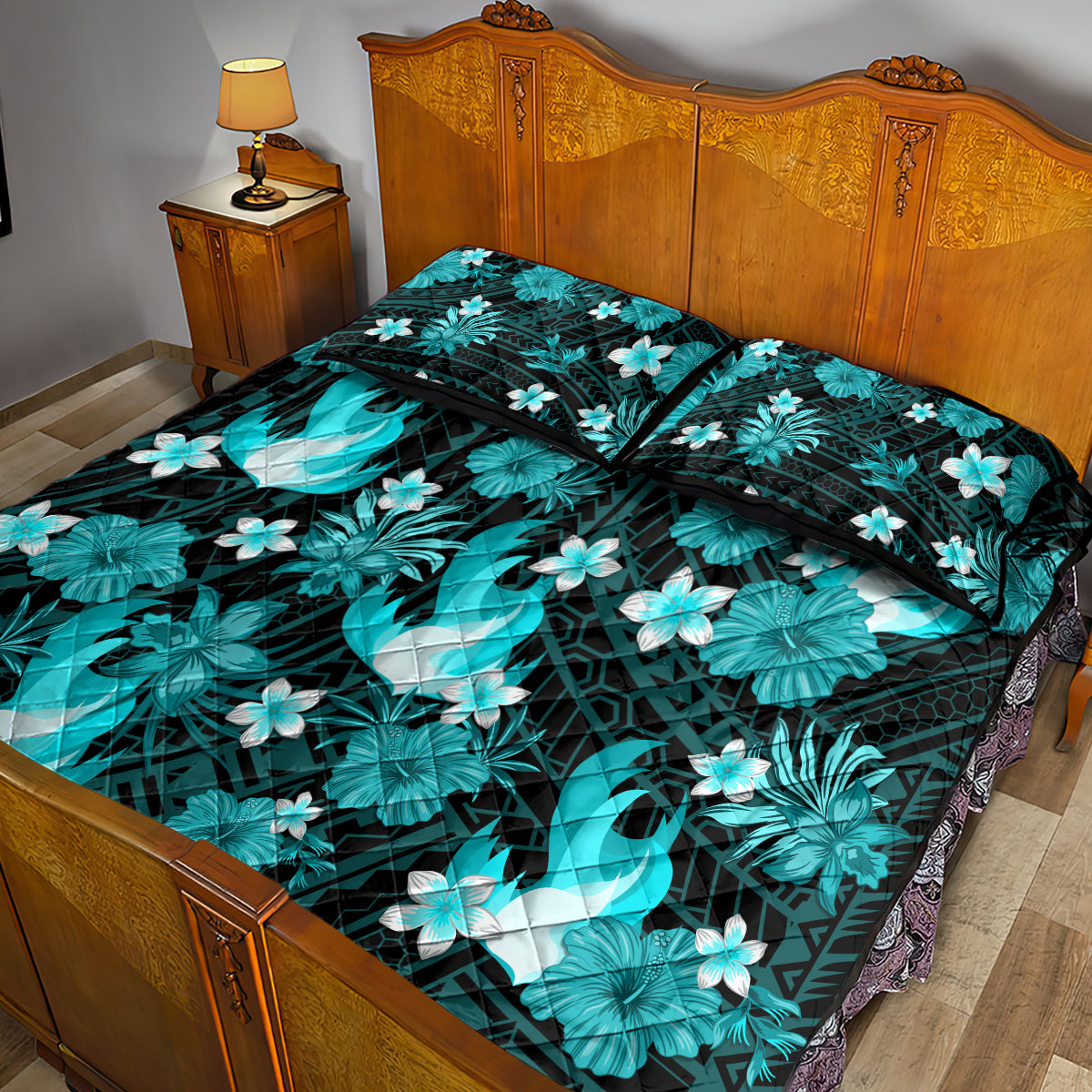 australian-heat-cricket-quilt-bed-set-baeuty-pacific-hibiscus-and-polynesian-pattern