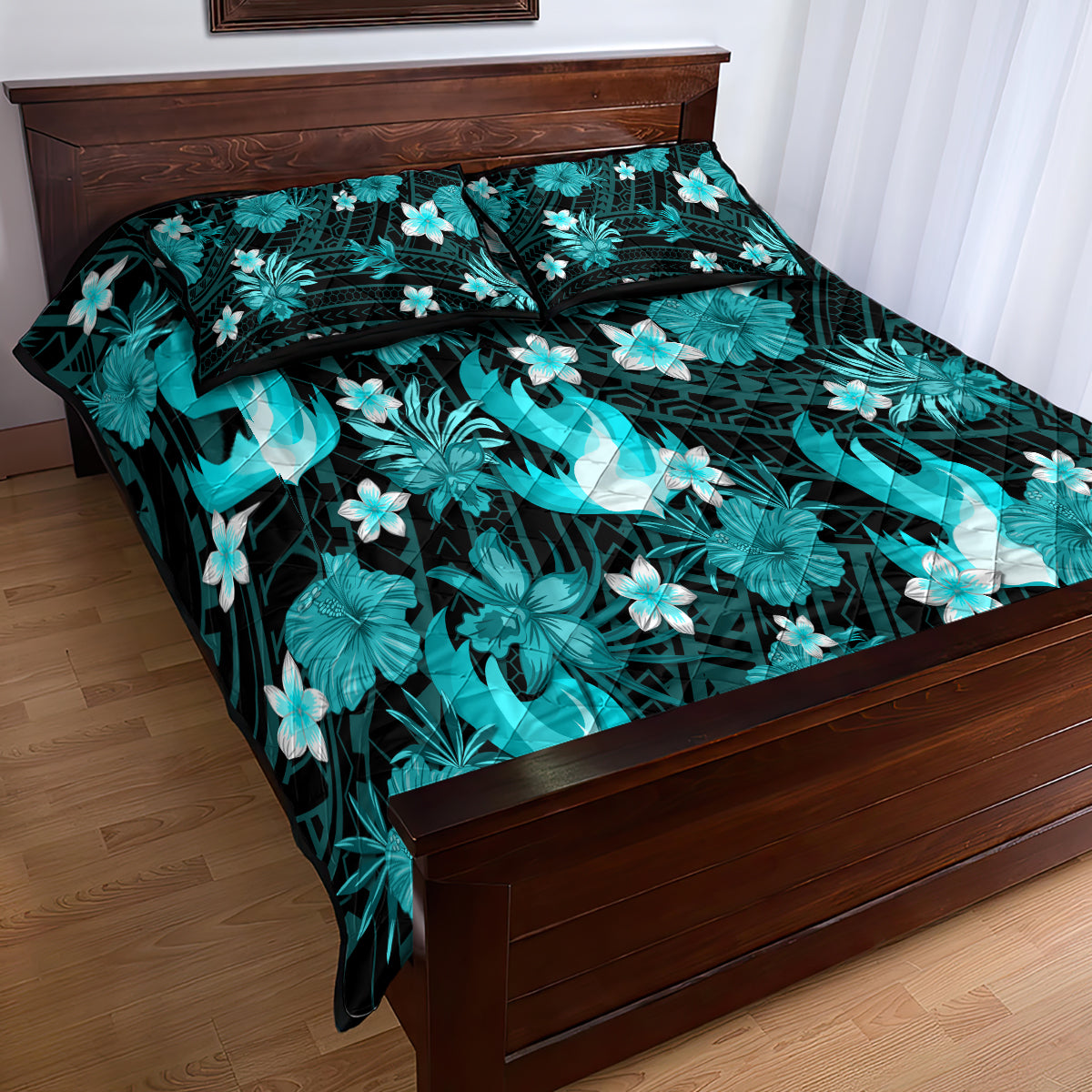 australian-heat-cricket-quilt-bed-set-baeuty-pacific-hibiscus-and-polynesian-pattern