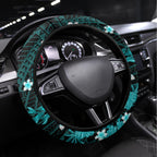 Australian Heat Cricket Steering Wheel Cover Baeuty Pacific Hibiscus and Polynesian Pattern