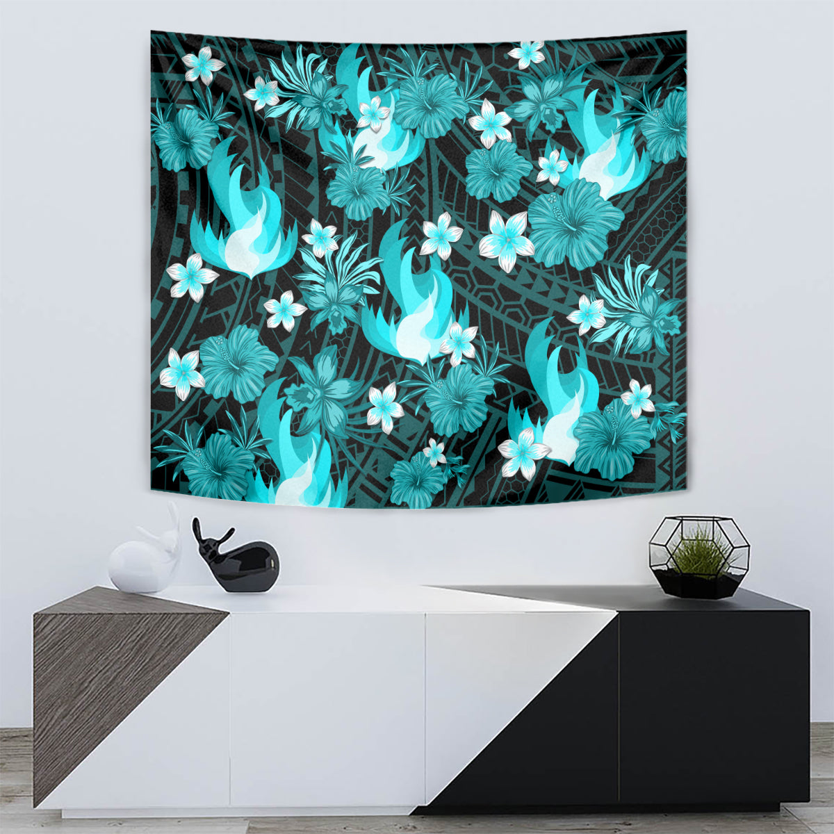 australian-heat-cricket-tapestry-baeuty-pacific-hibiscus-and-polynesian-pattern