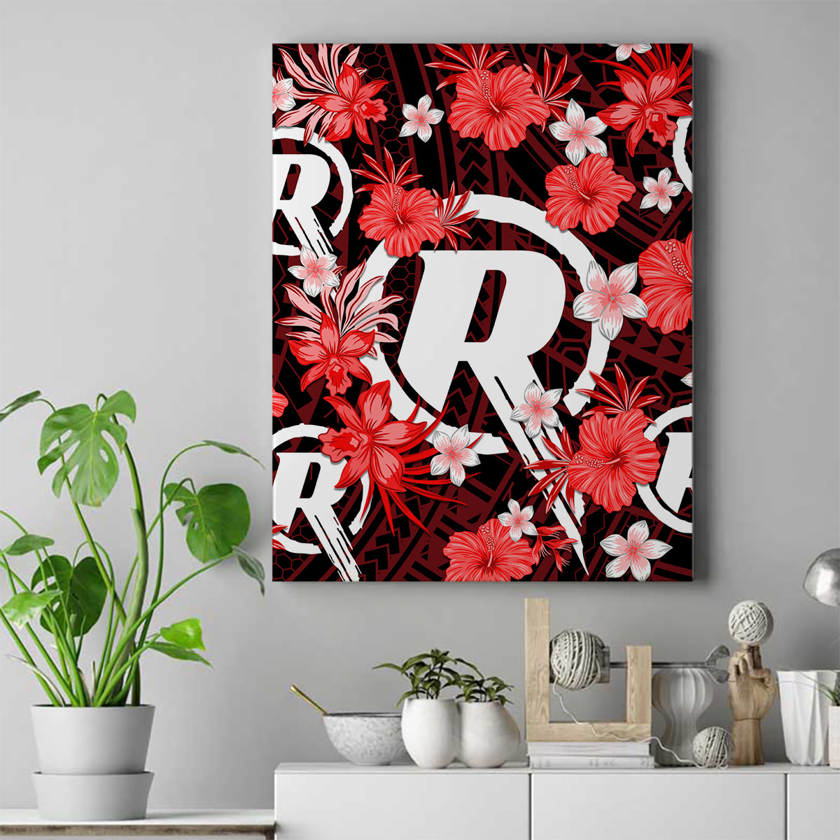 australian-renegades-cricket-canvas-wall-art-baeuty-pacific-hibiscus-and-polynesian-pattern