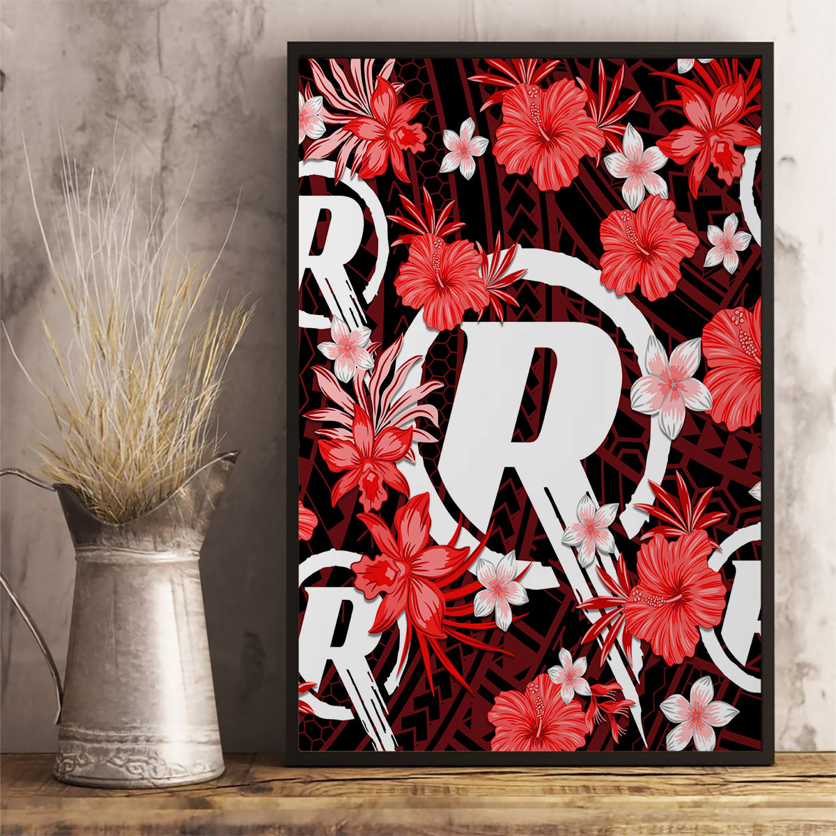 australian-renegades-cricket-canvas-wall-art-baeuty-pacific-hibiscus-and-polynesian-pattern