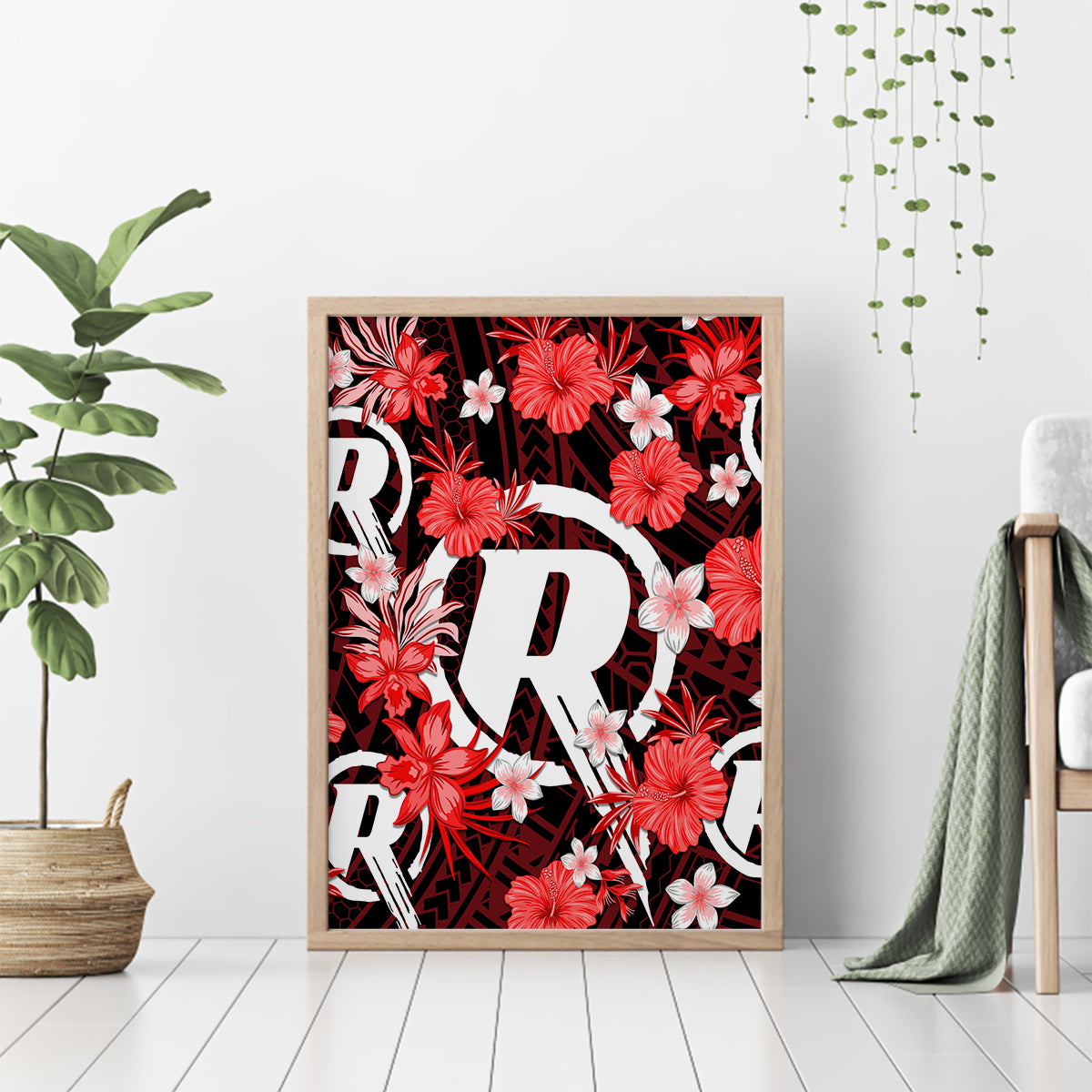 australian-renegades-cricket-canvas-wall-art-baeuty-pacific-hibiscus-and-polynesian-pattern