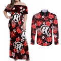 australian-renegades-cricket-couples-matching-off-shoulder-maxi-dress-and-long-sleeve-button-shirts-baeuty-pacific-hibiscus-and-polynesian-pattern