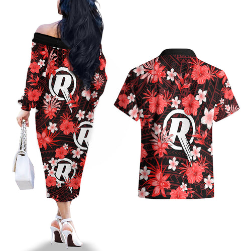 australian-renegades-cricket-couples-matching-off-the-shoulder-long-sleeve-dress-and-hawaiian-shirt-baeuty-pacific-hibiscus-and-polynesian-pattern