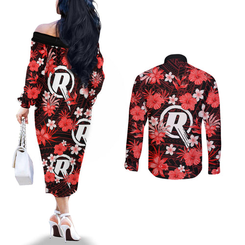 australian-renegades-cricket-couples-matching-off-the-shoulder-long-sleeve-dress-and-long-sleeve-button-shirts-baeuty-pacific-hibiscus-and-polynesian-pattern