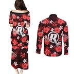 australian-renegades-cricket-couples-matching-puletasi-dress-and-long-sleeve-button-shirts-baeuty-pacific-hibiscus-and-polynesian-pattern
