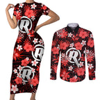 australian-renegades-cricket-couples-matching-short-sleeve-bodycon-dress-and-long-sleeve-button-shirts-baeuty-pacific-hibiscus-and-polynesian-pattern