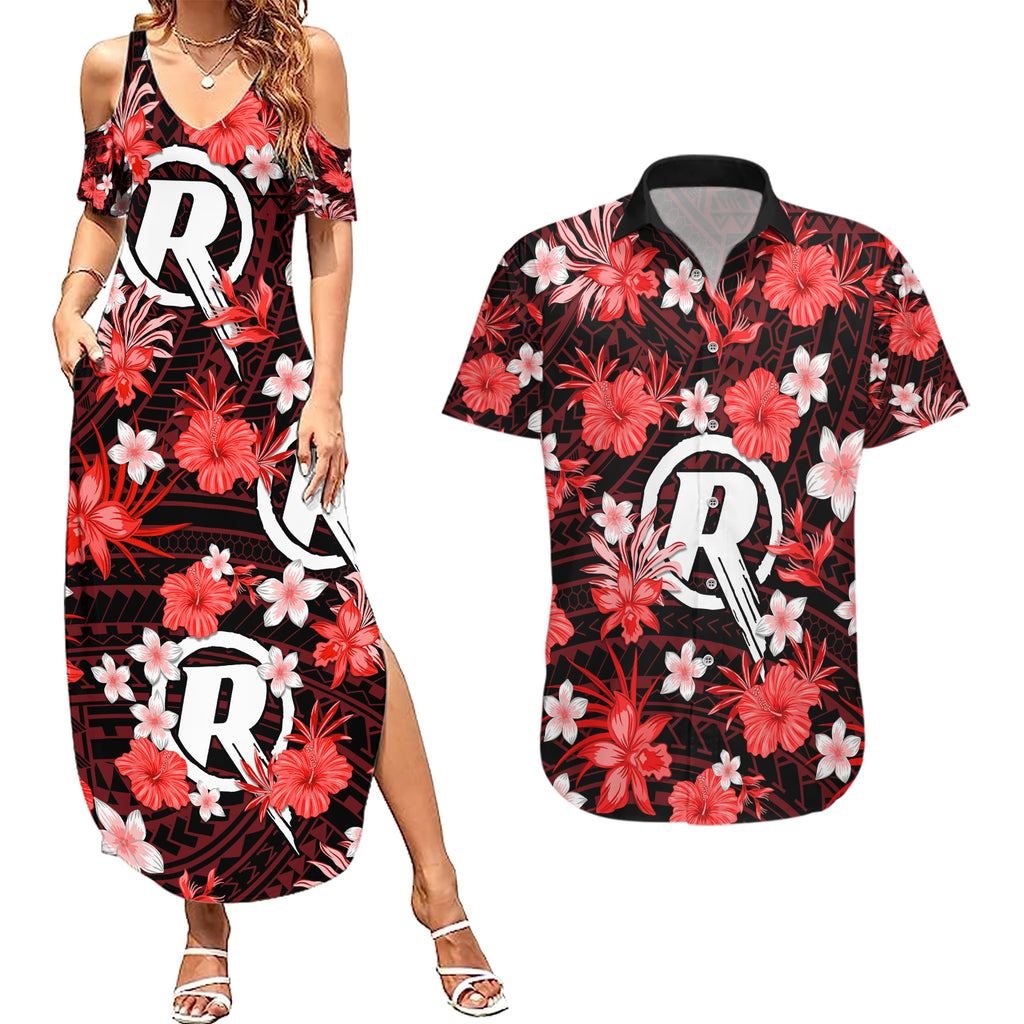 australian-renegades-cricket-couples-matching-summer-maxi-dress-and-hawaiian-shirt-baeuty-pacific-hibiscus-and-polynesian-pattern