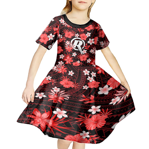 australian-renegades-cricket-kid-short-sleeve-dress-baeuty-pacific-hibiscus-and-polynesian-pattern