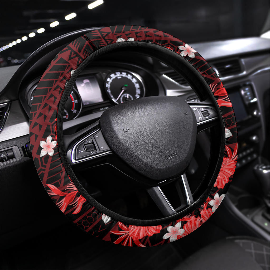 Australian Renegades Cricket Steering Wheel Cover Baeuty Pacific Hibiscus and Polynesian Pattern