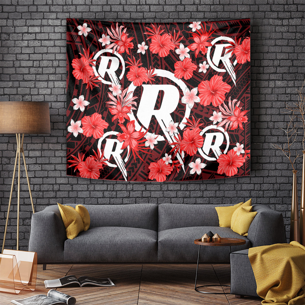 australian-renegades-cricket-tapestry-baeuty-pacific-hibiscus-and-polynesian-pattern